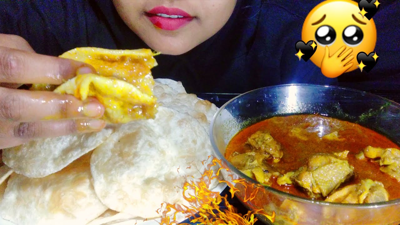 SPICY CHICKEN CURRY PURI MUKBUNG