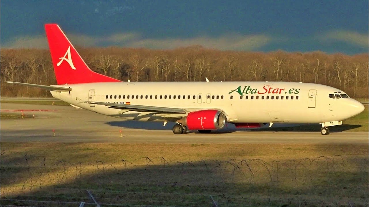 [FullHD] Alba Star Boeing 737-400 takeoff at Geneva/GVA/LSGG