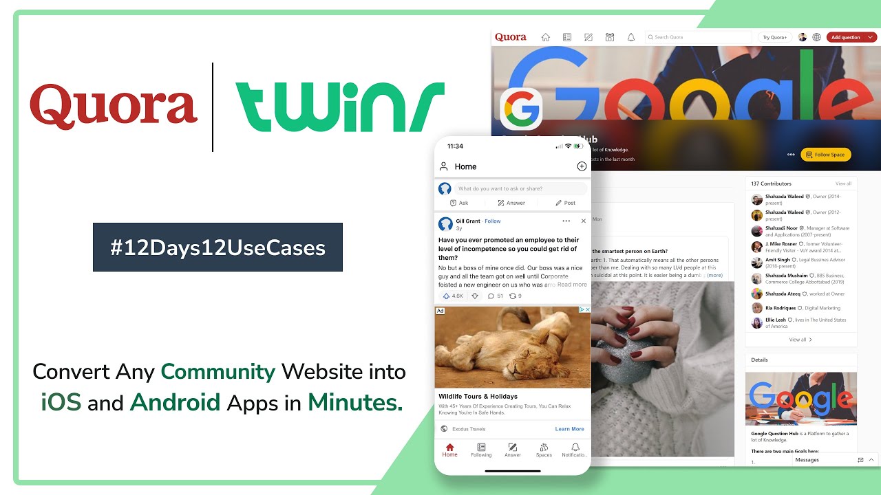 Convert Quora Website to Mobile Apps in Minutes with Twinr - #12Days12UseCases Day 10