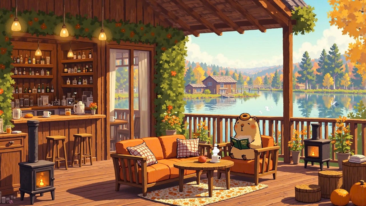 Calm Lakeside Morning with Lofi Chill🌸 Capybara’s Chill Corner 🌿 Lofi Deep Focus to study/work/relax