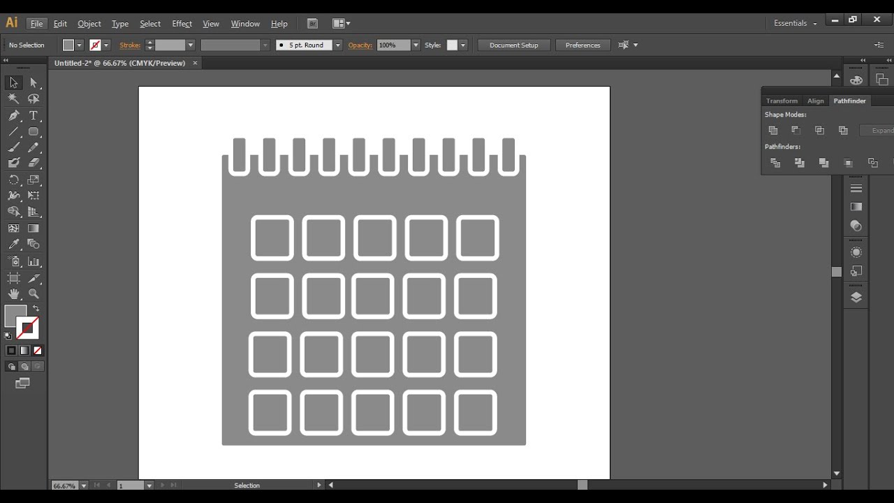 Easiest way to make transparent calendar icon in Adobe illustrator