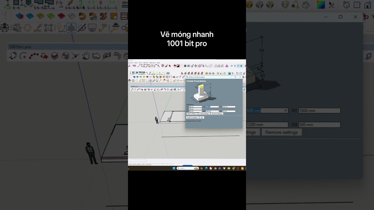 Vẽ móng nhanh plugin 1001 bit pro trong sketchup 