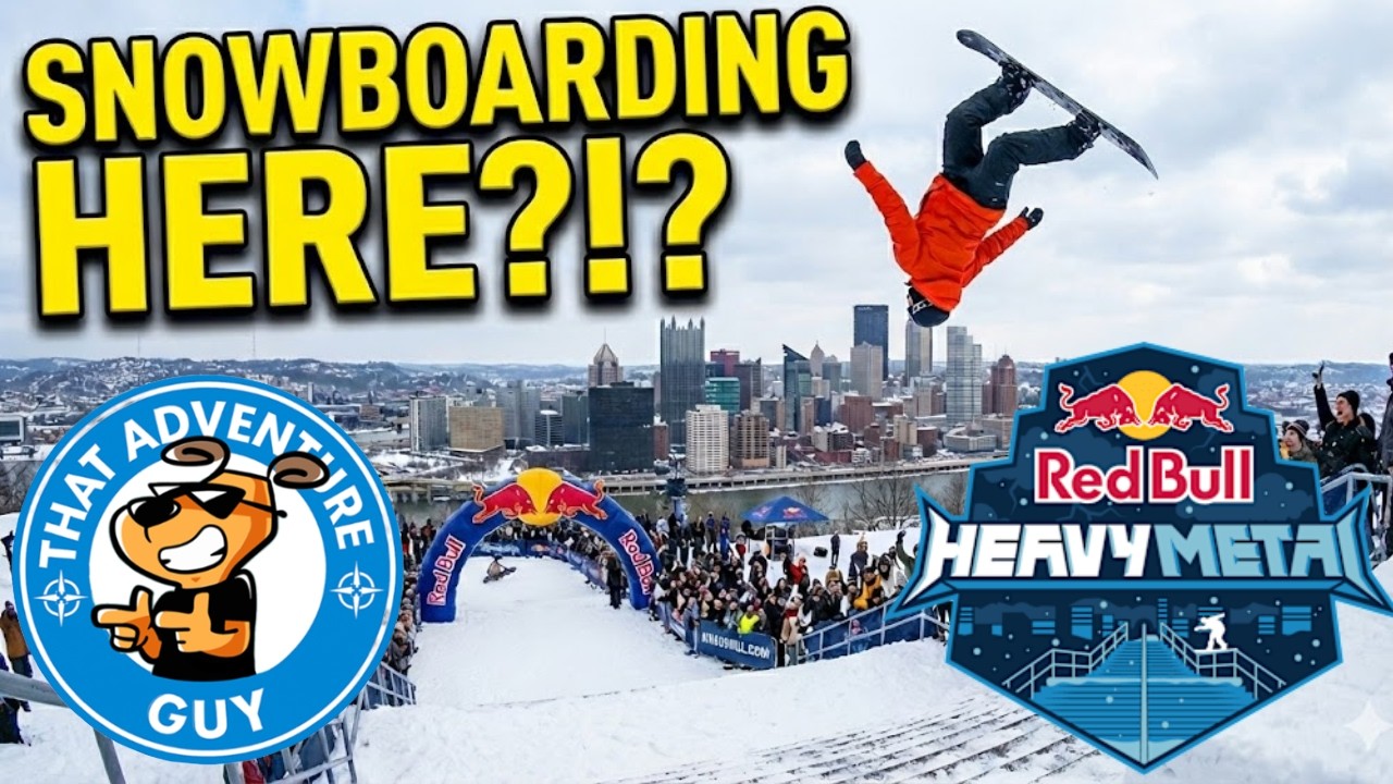 Red Bull Heavy Metal превратил общедоступную лестницу стадиона Acrisure в трассу для сноубординга...