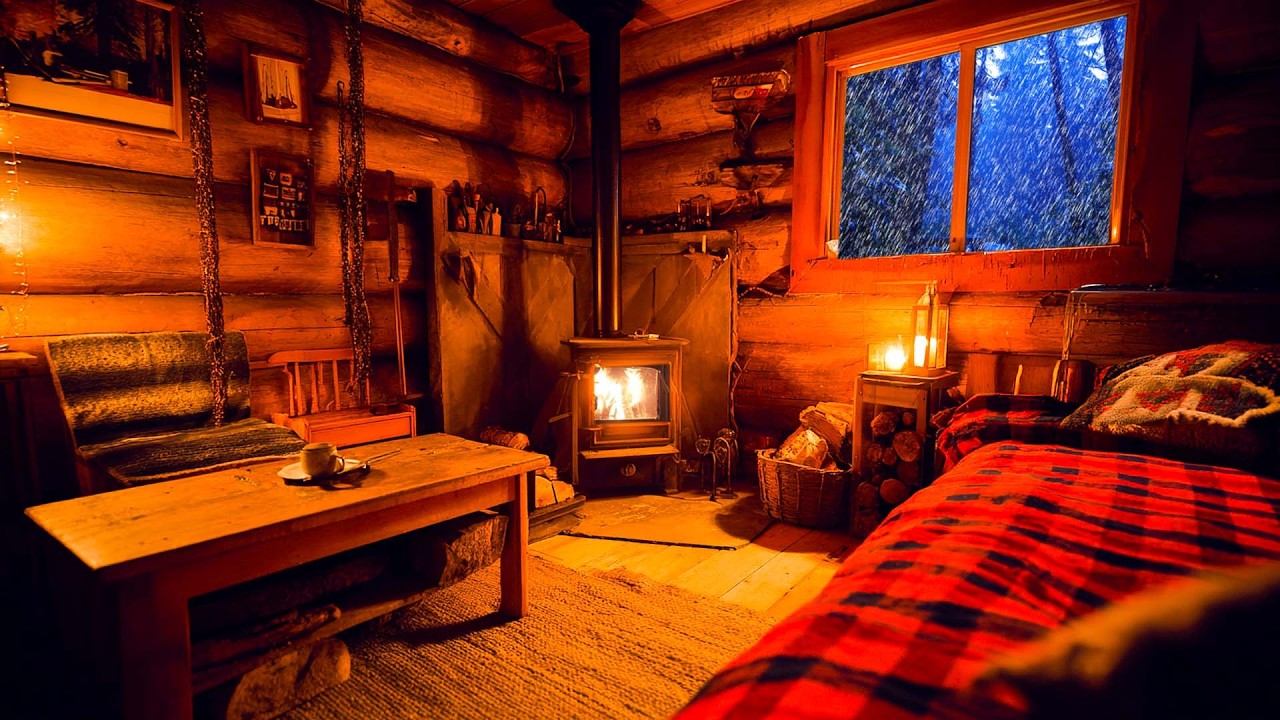 Rain Sounds for Sleep I Fall Asleep Fast with Heavy Rain & Thunder, Fireplace - Relaxation, Insomnia