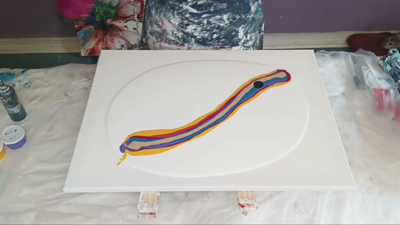 354 Pretty bloom technique on a 18×24 canvas~Must see~abstract fluidart bloom
