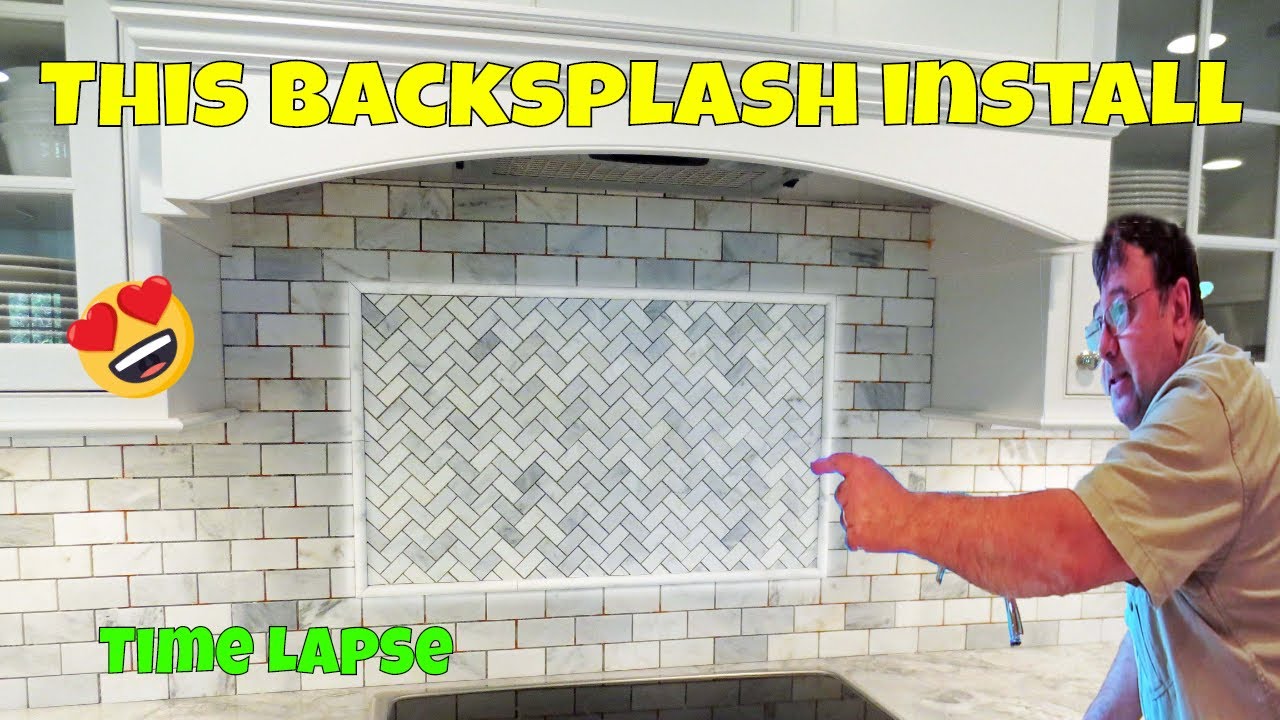 Time lapse marble tile backsplash install