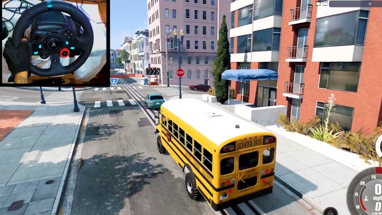 Realistic School Bus Driving in BeamNG.drive with Logitech G29 Driving Force Racing Wheel