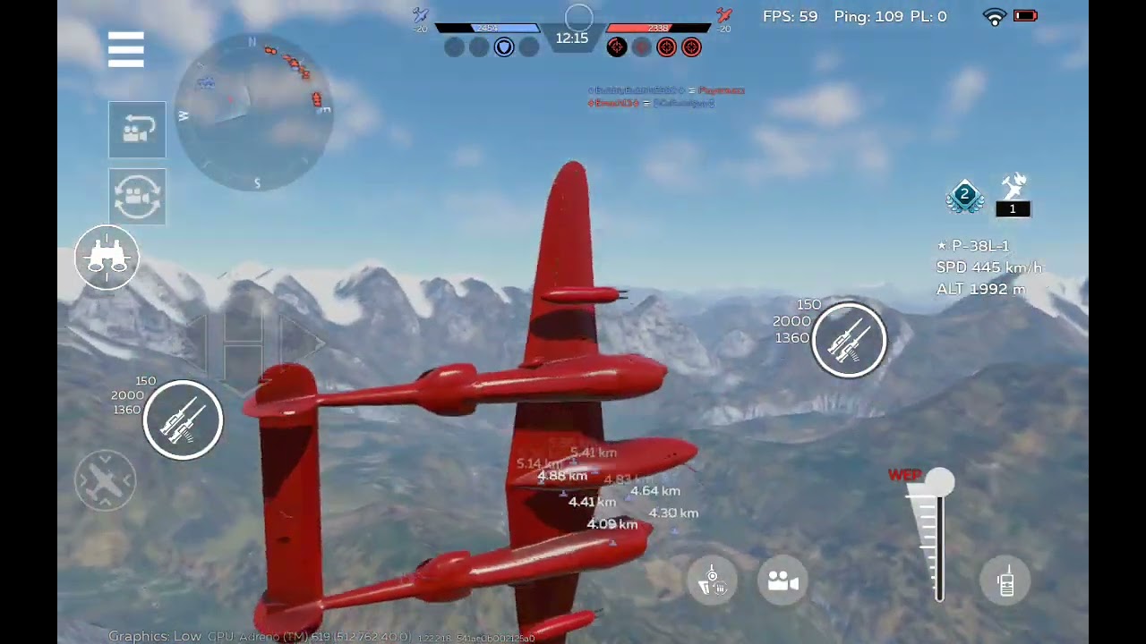 H-81A-2, P-38L-1 air battle gameplay #WTM quick game. 