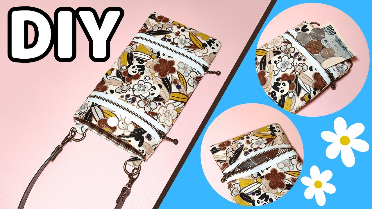 財布つきスマホバッグの作り方／How to make a cell phone bag with wallet（Subtitles available）