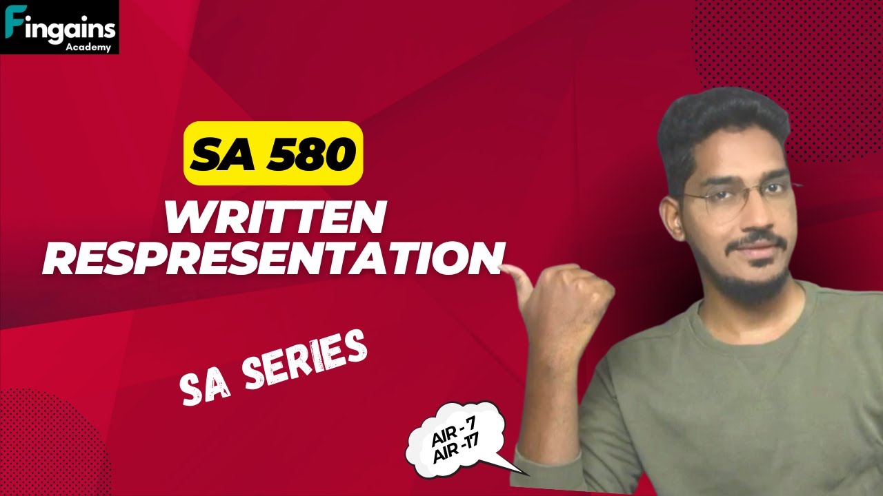 SA 580  (English) | WRITTEN REPRESENTATION | CA inter &Final | CA Mahamood Shaik