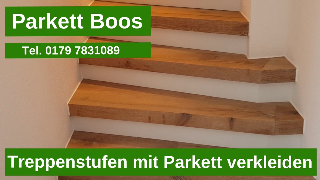 Treppenstufen mit Parkett verkleiden in Köln, Dortmund, Düsseldorf. Parkett Boos Tel.: 01797831089