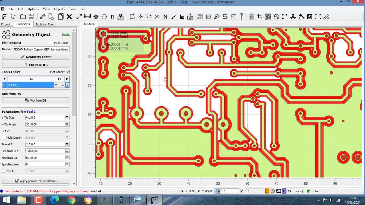 TUTORIAL GERBER x CNC x PCB - Convertendo PCB G-CODE no FLATCAM, fresando o contorno da trilha