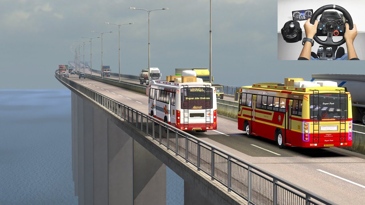 KSRTC vs KSRTC Bus Race on Longest Bridge | Dangerous Overtaking | Euro truck simulator 2 BusMod