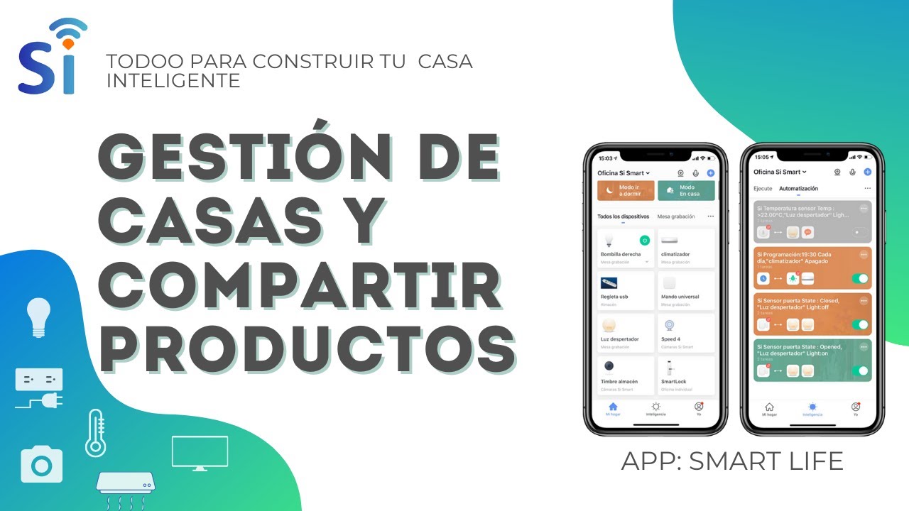 App de Domótica Smart Life  Español. 5 Como Gestionar casas y habitaciones en app