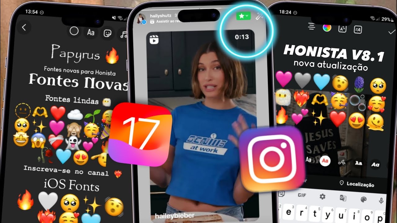 SAIUU 🥳 HONISTA ATUALIZADO 2024 INSTAGRAM estilo IPHONE com EMOJIS IOS + IOS FONTES + BORDA CURVADA