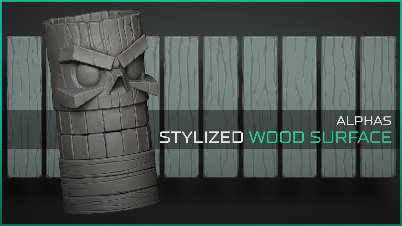 Stylized wood sculpting with alphas in Zbrush