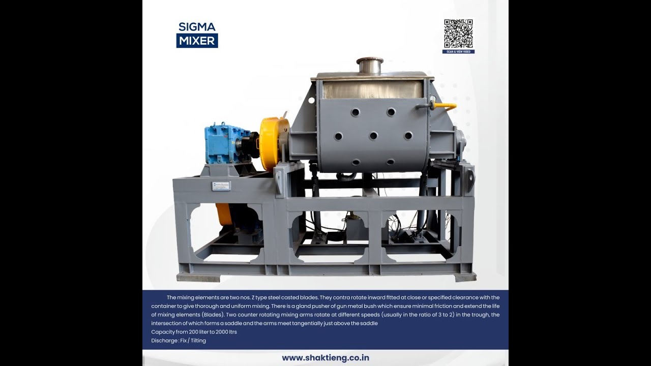 Sigma Mixer - 1000 liter SS304 STD Model #Sigma mixer manufacturer in Ahmedabad - Gujarat
