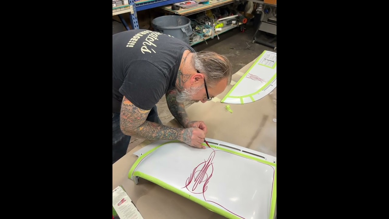 Pinstriping on a 59 Buick Dash , unedited..