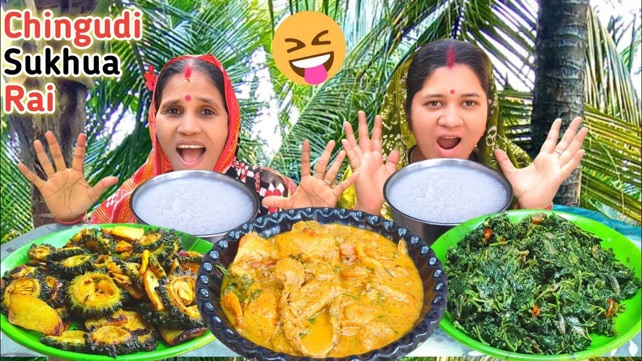 Chingudi Sukhua Rai || Pakhala Bhata Eating Challenge@Villageeatingodia