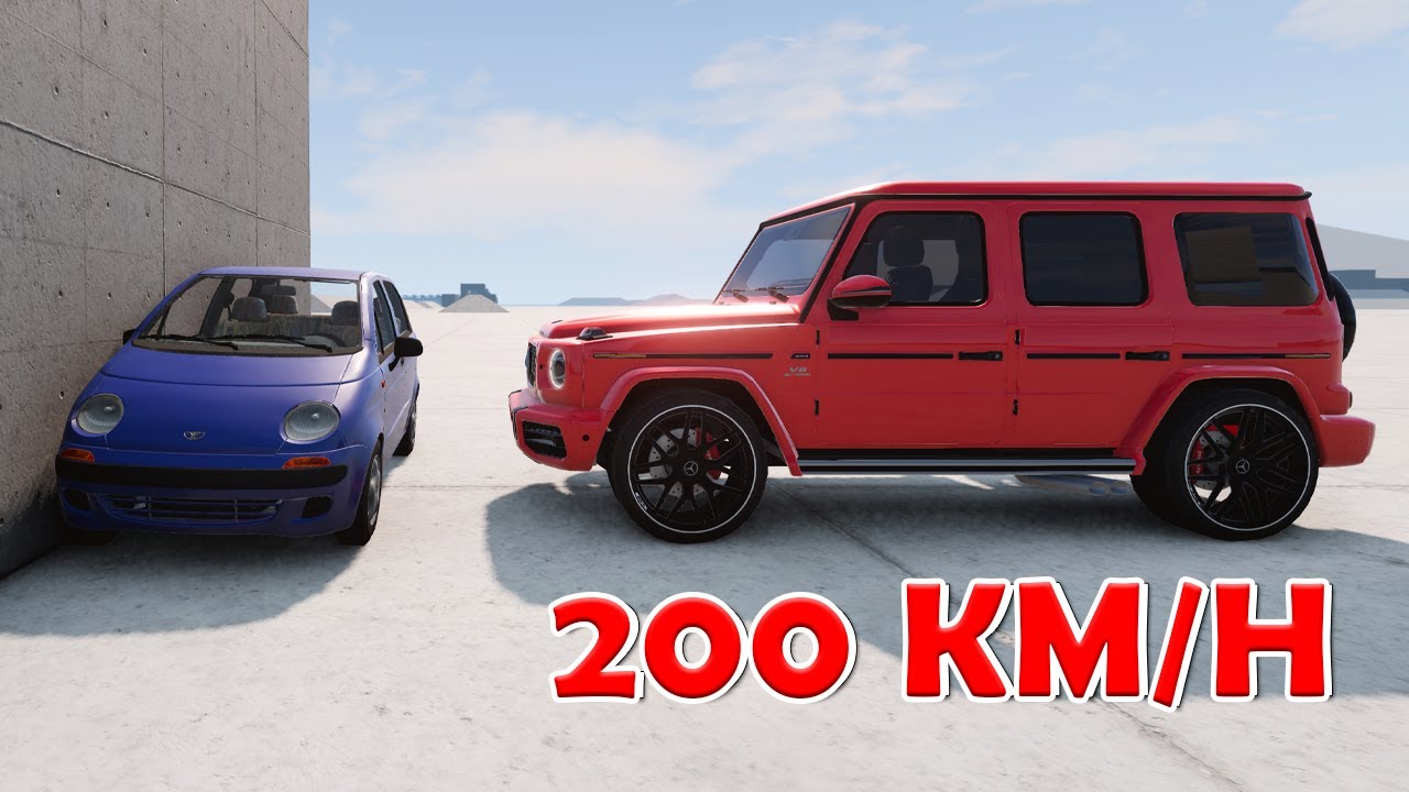Daewoo Matiz vs Mercedes-Benz G63 200 KM/H - BeamNG Drive