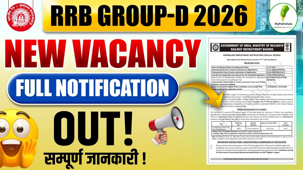 RRB Group D New Vacancy Full Notification Out I सम्पूर्ण जानकारी