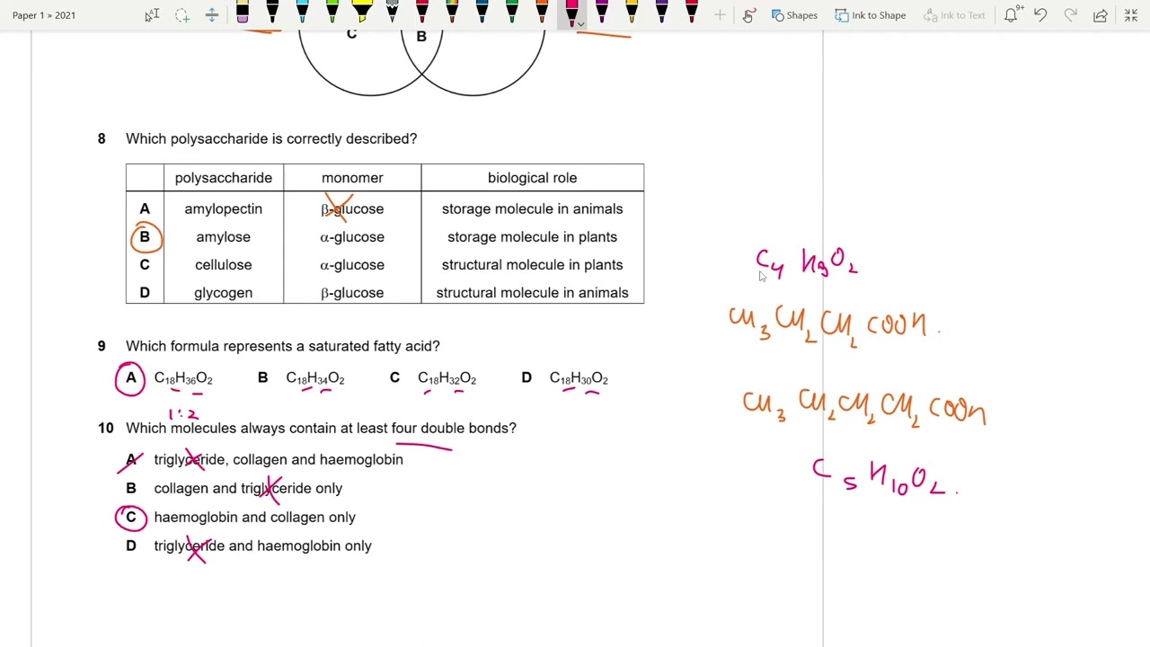 9700/13/O/N/21 | AS LEVEL BIOLOGY 9700 PAPER 1 | OCTOBER/NOVEMBER 2021 | PAPER 13 | SOLVED