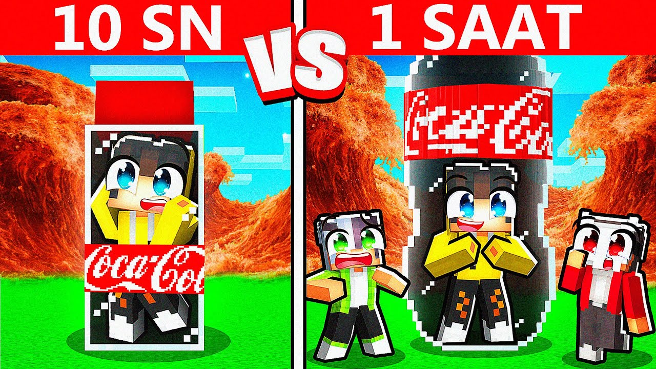 Kola Tsunamisi VS 10 Saniyede Yapılan Güvenlikli Kola Şişesi! 🥤 | Minecraft