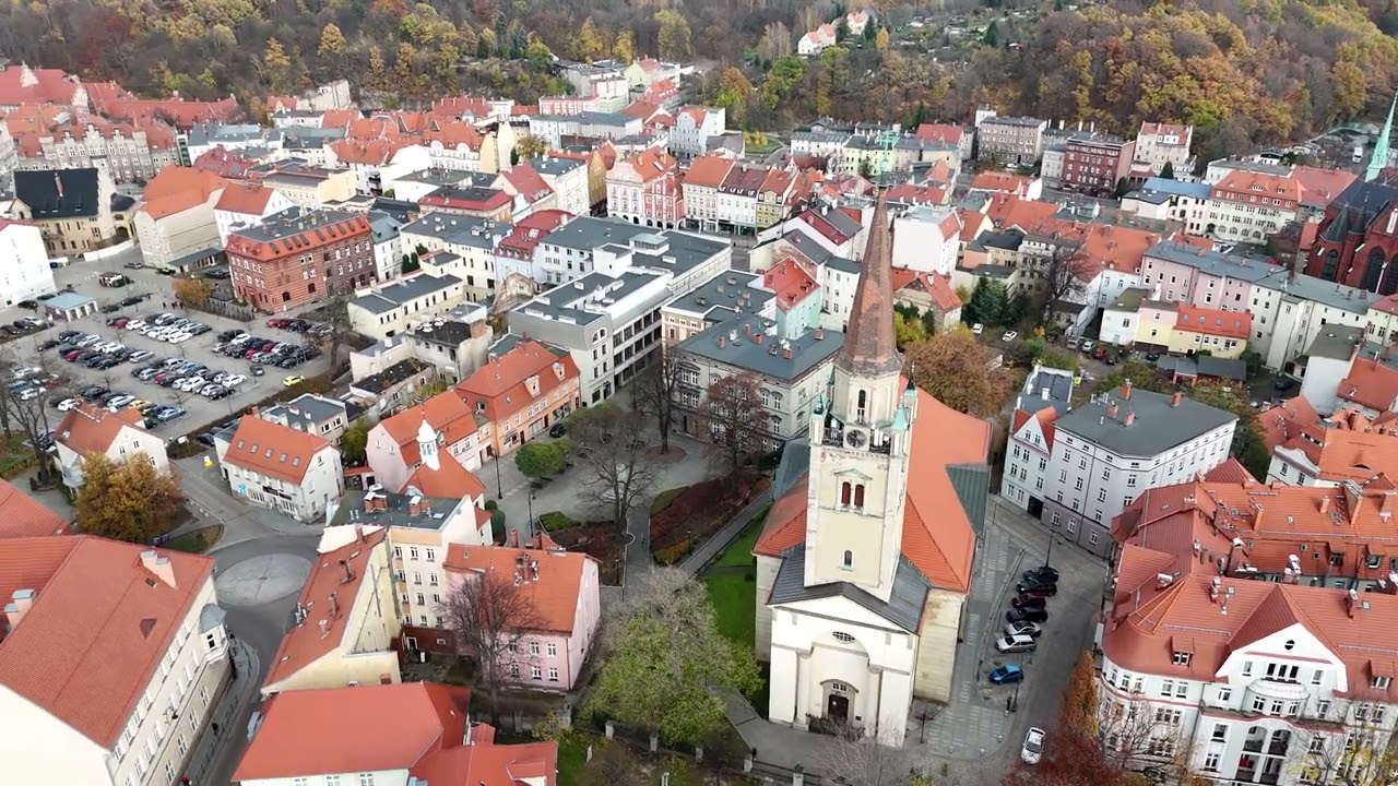Rynek w Wałbrzychu z drona, drone video, Polska