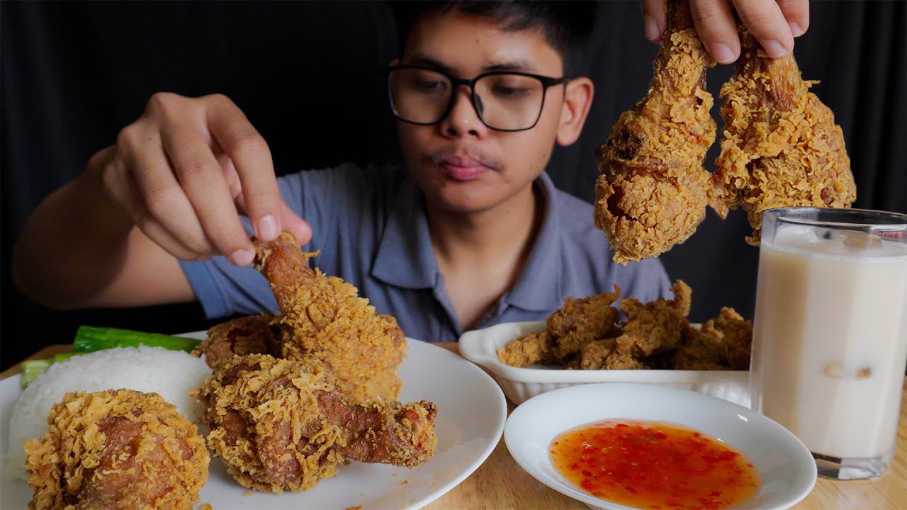 ASMR MUKBANG Fried Chicken & Rice