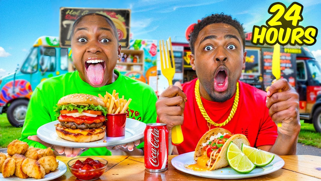 Eating ONLY Food Trucks For 24 HOURS!!
