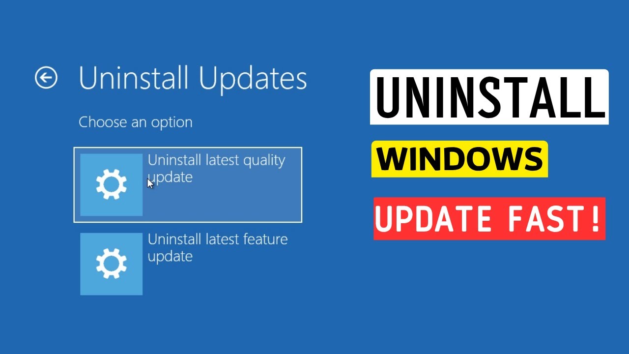 Удалить последнее обновление Windows (исправление качества и функций)