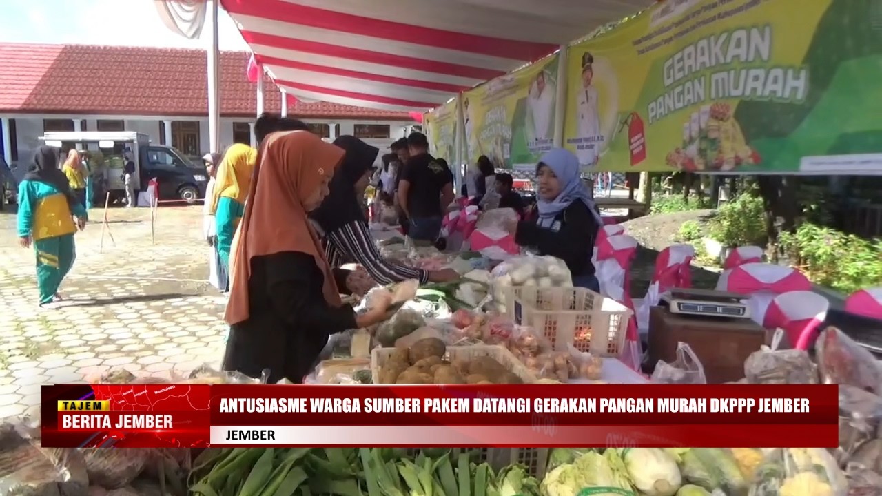 ANTUSIASME WARGA SUMBER PAKEM DATANGI GERAKAN PANGAN MURAH DKPPP JEMBER