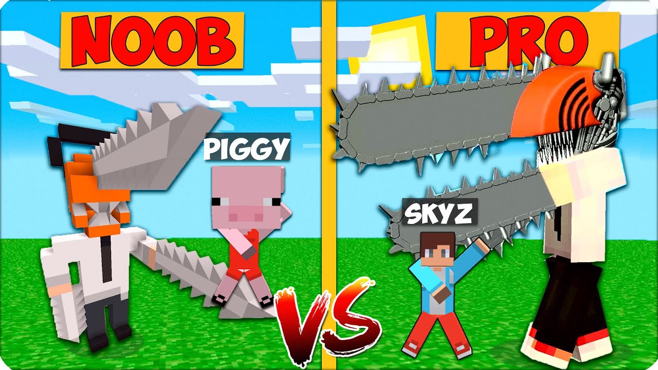 🧟&zwj;♂️CHAINSAW MAN STATUE BUILD CHALLENGE NOOB vs PRO Minecraft