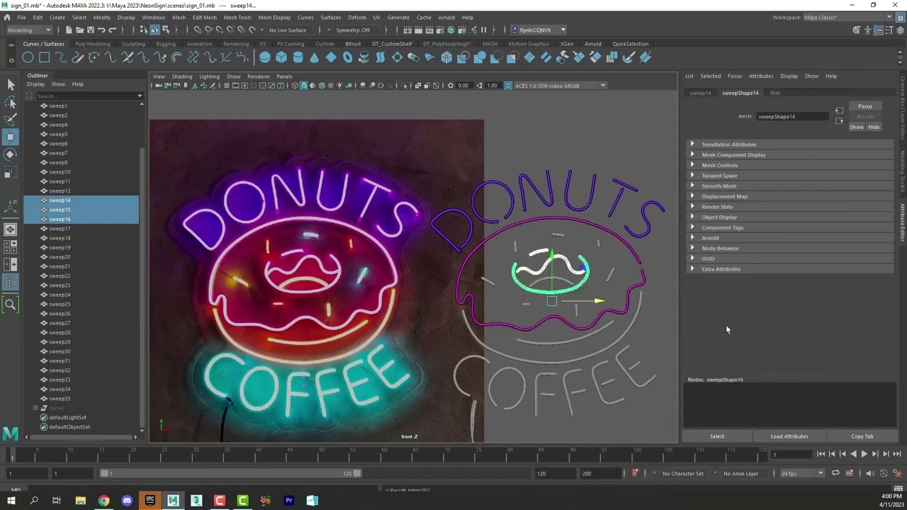 Maya: Create a Neon Sign 05/08
