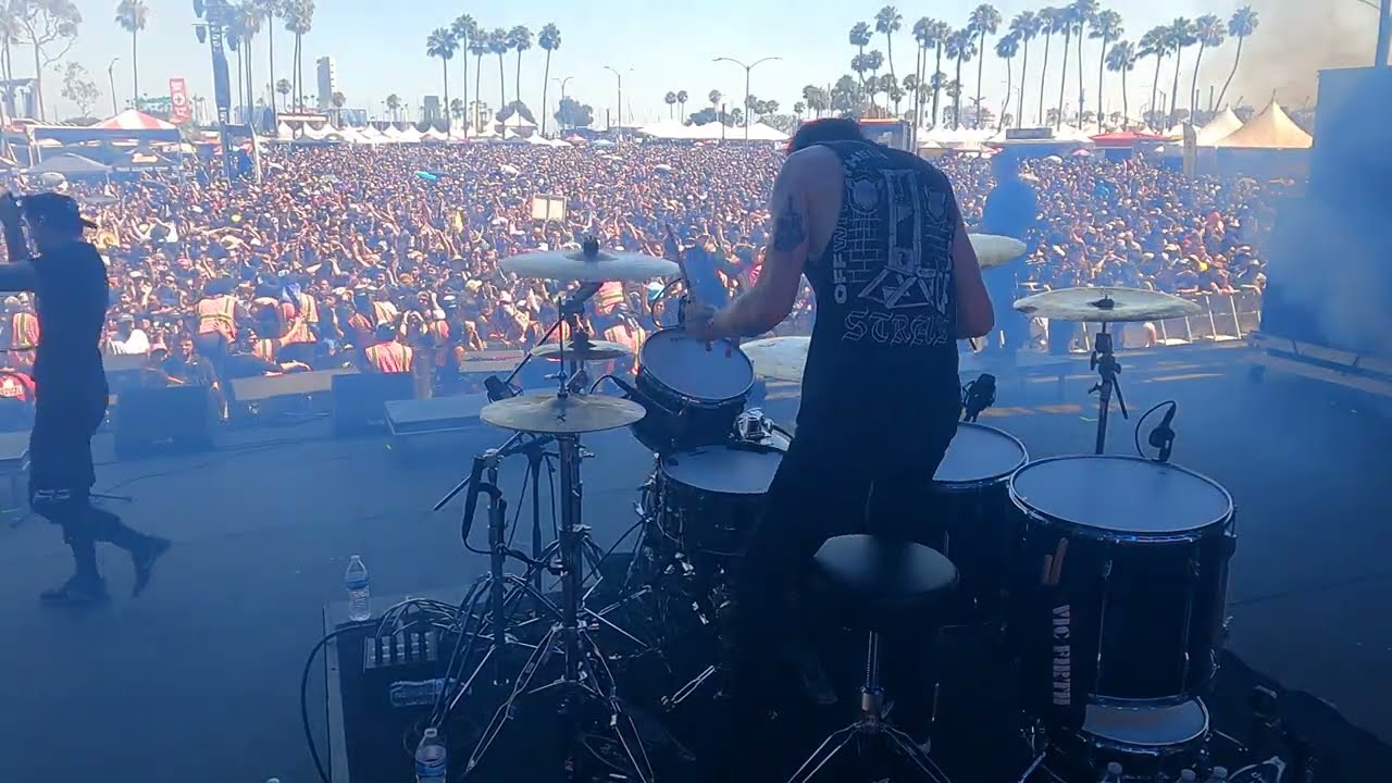 2.0 + What's Left of Me (live drum cam) // blessthefall // Warped Tour Festival Long Beach 2025