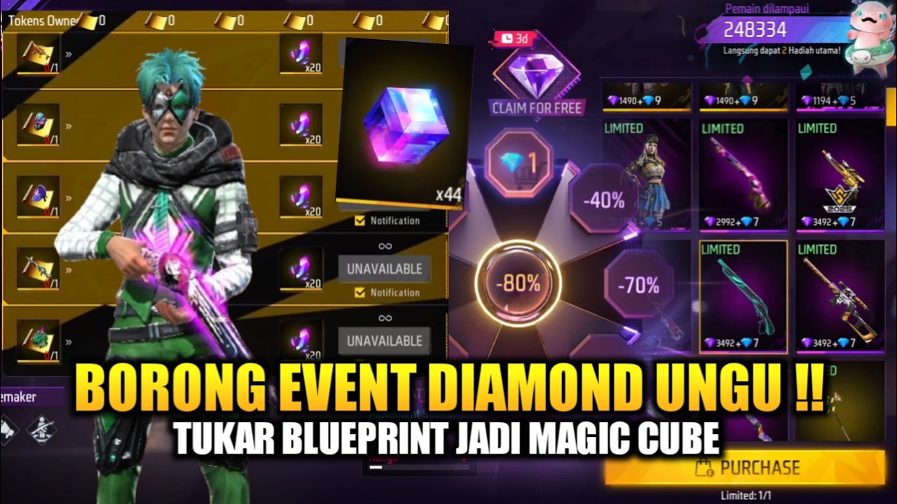 OBRAL SG2 CUMA 7 DM REEDEM ITEM DIAMOND UNGU FF! PENUKARAN BLUEPRINT INCUBATOR FREE FIRE