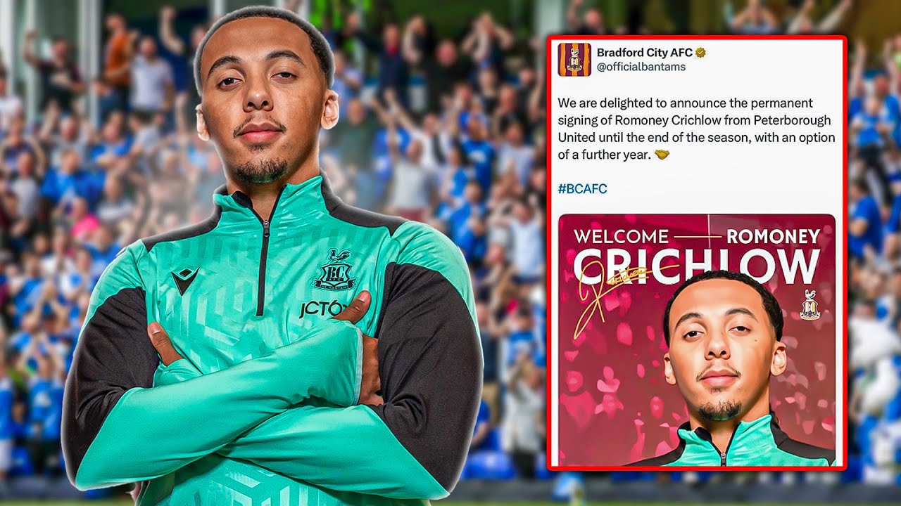 🚨BREAKING: Bradford City Sign Romoney Crichlow From Peterborough United
