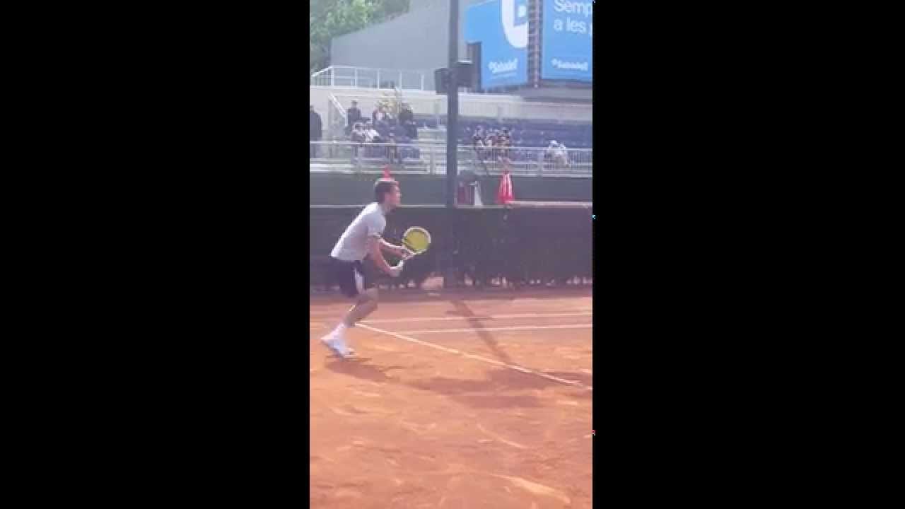 Jerzy Janowicz practicing: serve & forehands [HD] - Barcelona Open Banc Sabadell 2013