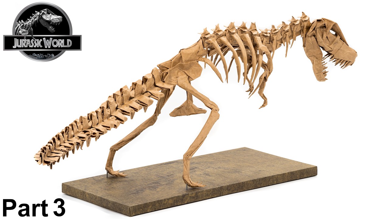 Origami Tyrannosaurus Rex skeleton tutorial (Issei Yoshino) part 3 折り紙 ティラノサウルス Jurassic World
