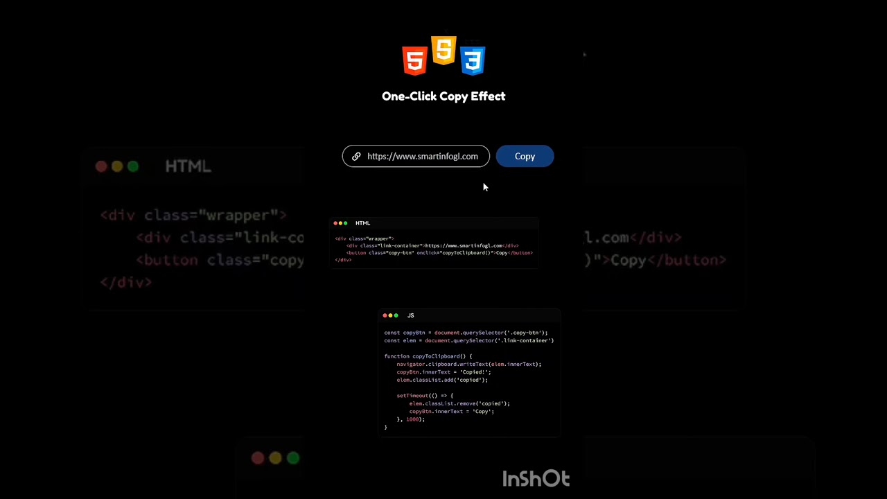One-Click Copy Effect.#coding #programminglanguage #learnhtml5andcss3