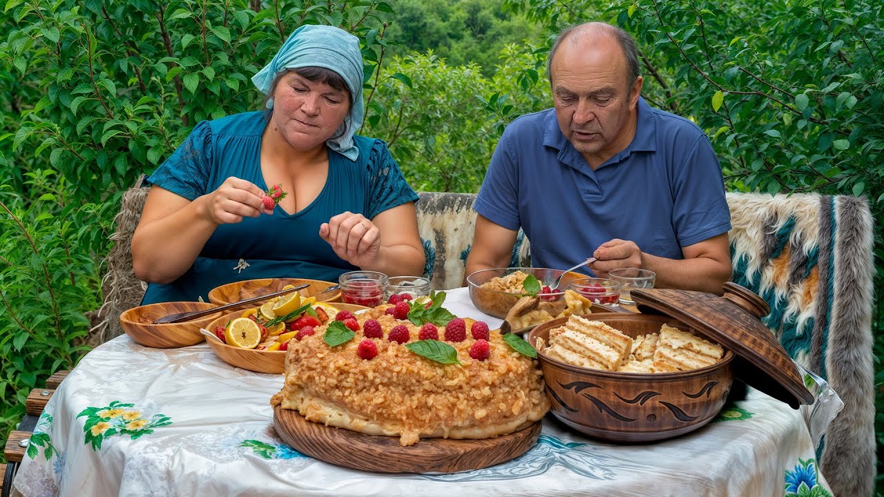 Homemade Medovik & Grilled Feast | A Day in the Carpathian Countryside