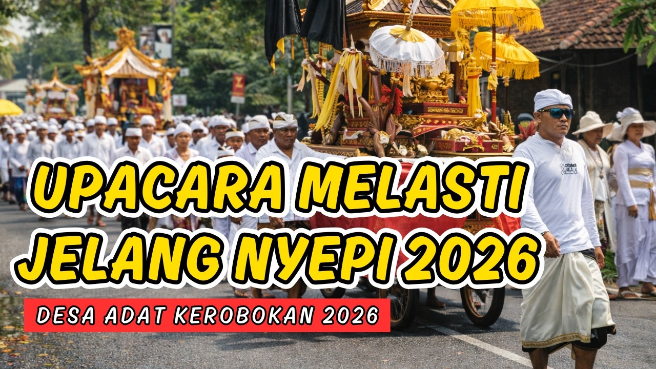 UPACARA MELASTI DESA ADAT KEROBOKAN MENJELANG HARI RAYA NYEPI 2026