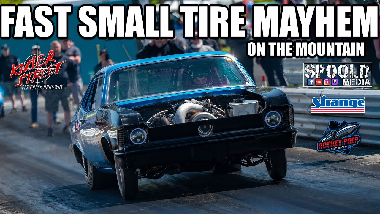 FAST SMALL TIRE RACING ON AN OLD SCHOOL SURFACE!!!! KILLER STREET 275/28 AT ELK CREEK DRAGWAY!!!!!