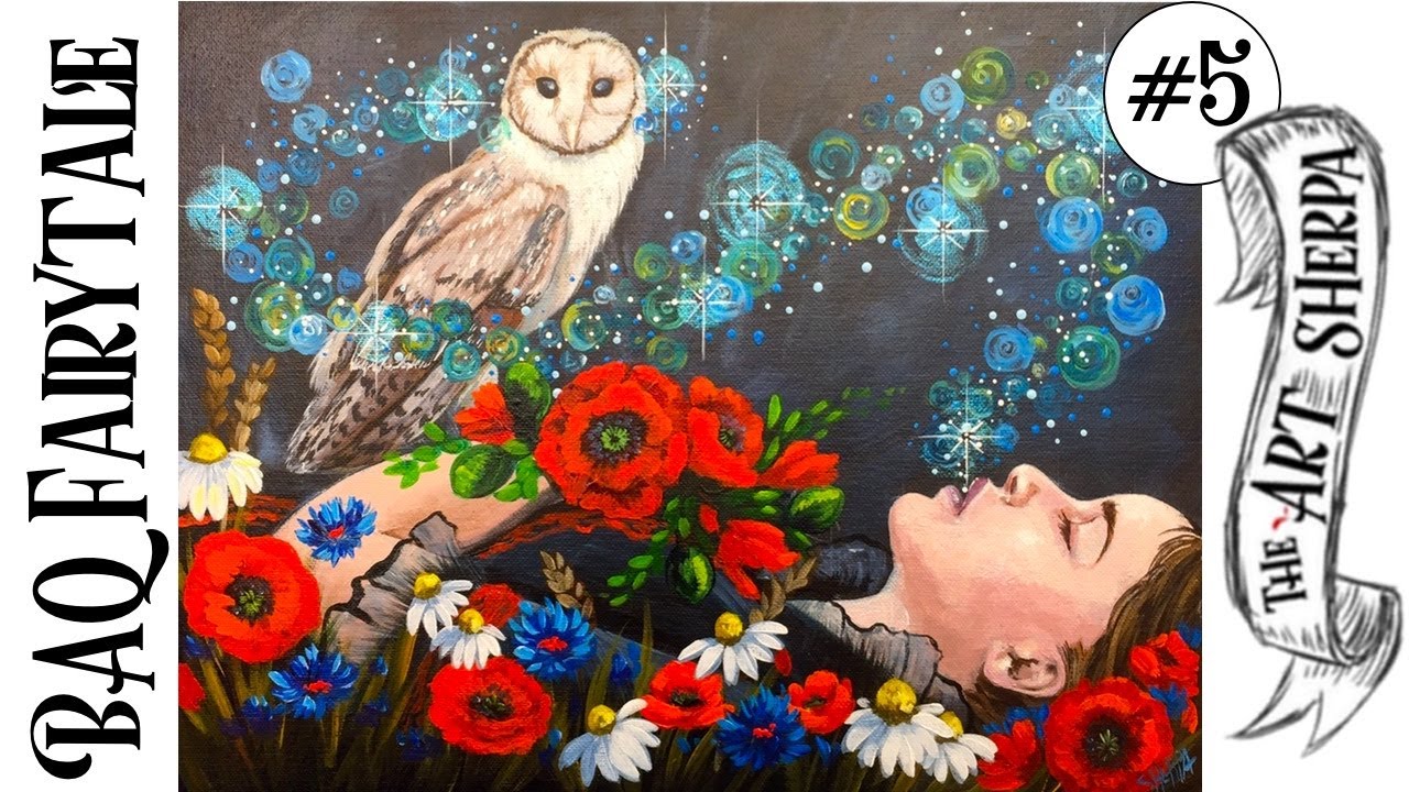 Lechuza Fairytale Acrylic painting step by step BAQ part #5 Flowers | TheArtSherpa