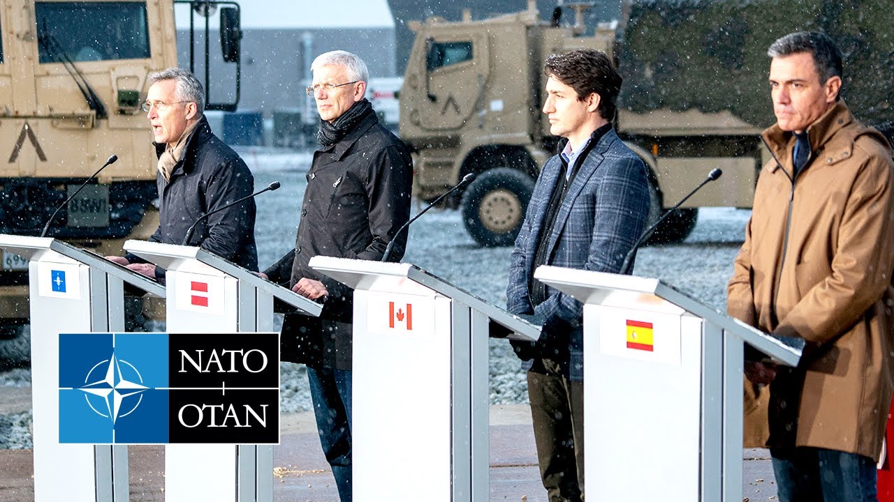 NATO Secretary General with the Prime Ministers of Canada 🇨🇦, Latvia 🇱🇻 and Spain 🇪🇸, 08 MAR 2022