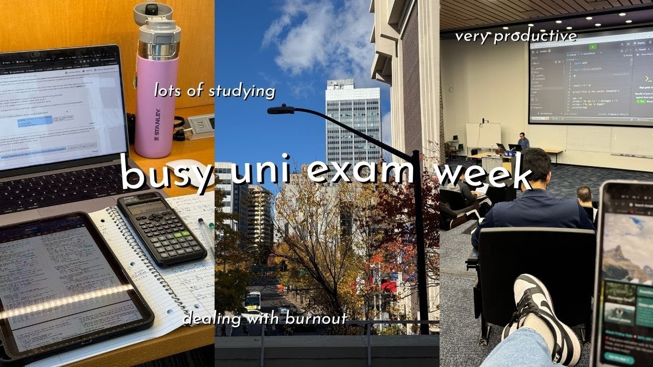 STUDY VLOG 🎧 3 AM busy exam week, lots of studying, being on campus, pulling all-nighters & more
