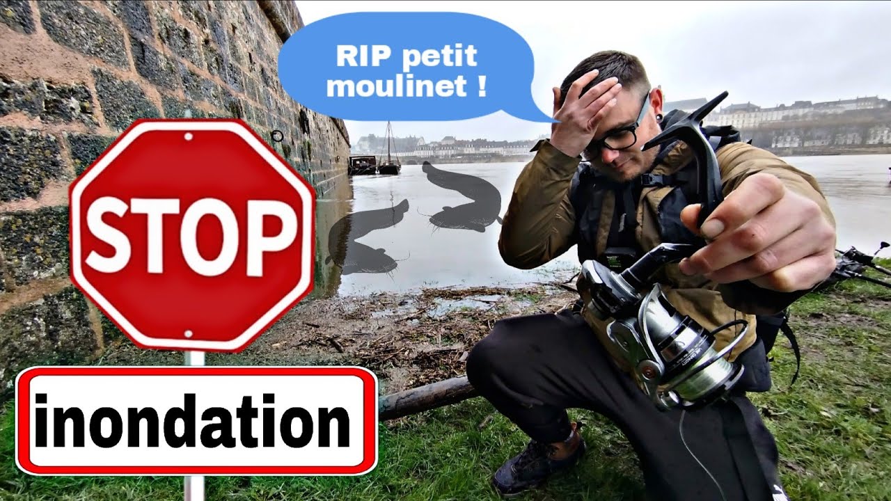 Je pêche avec @TIM FISH au VERS pendant la crue ! ( RIP le moulinet )