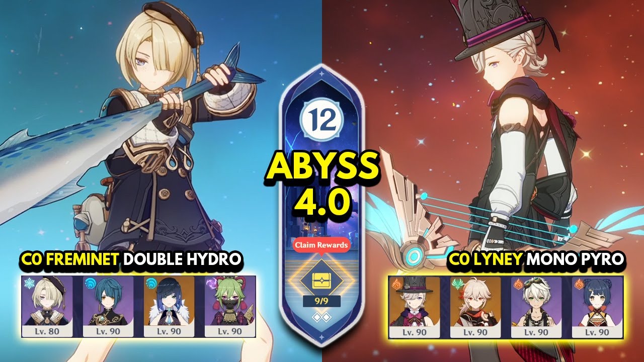C0 Freminet Double Hydro & C0 Lyney Hypercarry | Spiral Abyss 4.0 Floor 12 9 Stars | Genshin Impact