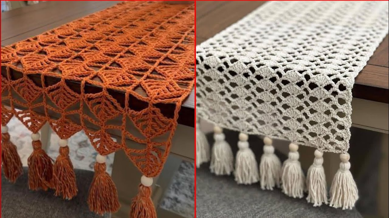 Fancy Crochet Geometric Lace & Bead Table Cloth Pattern Ideas #diy #crochet #decoration 