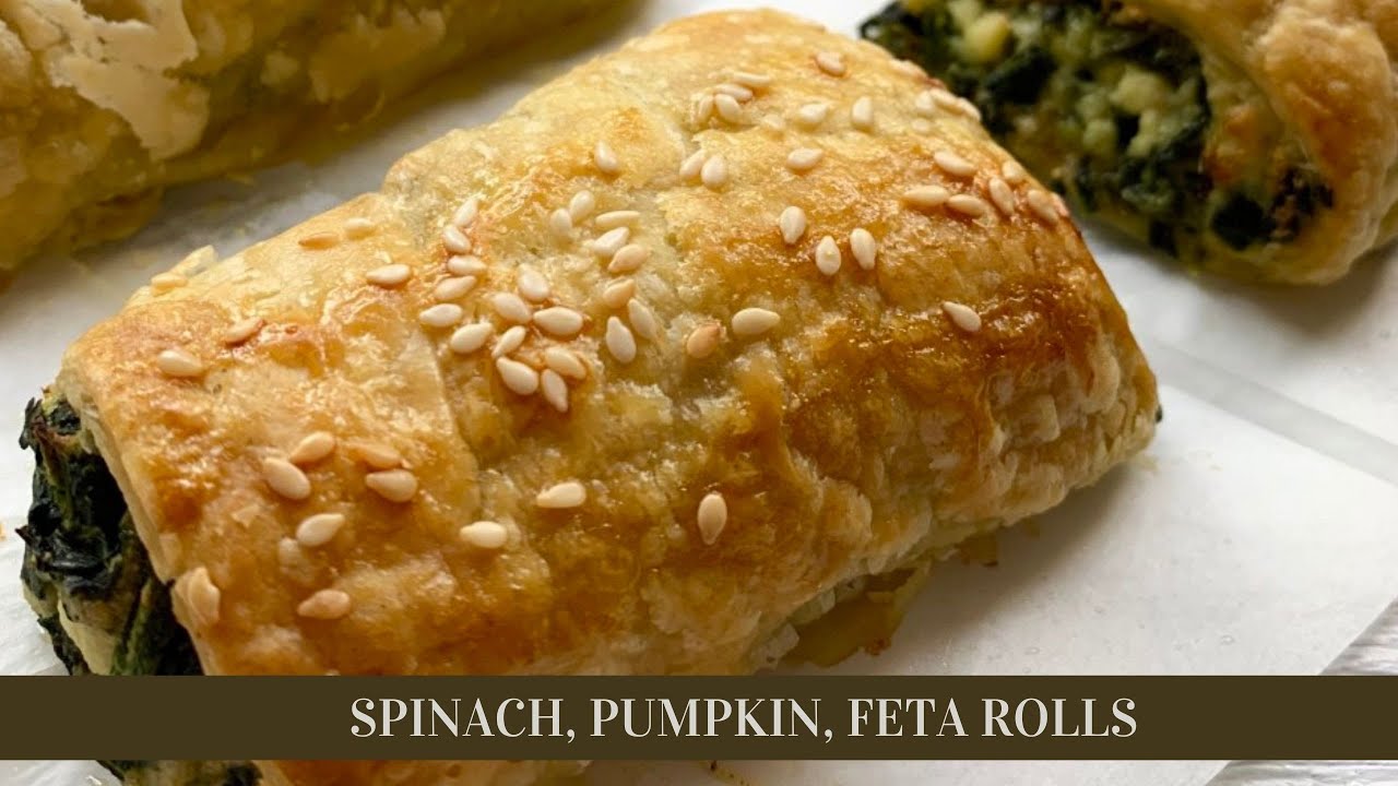 Spinach Pumpkin & Feta Puff Pastry Rolls